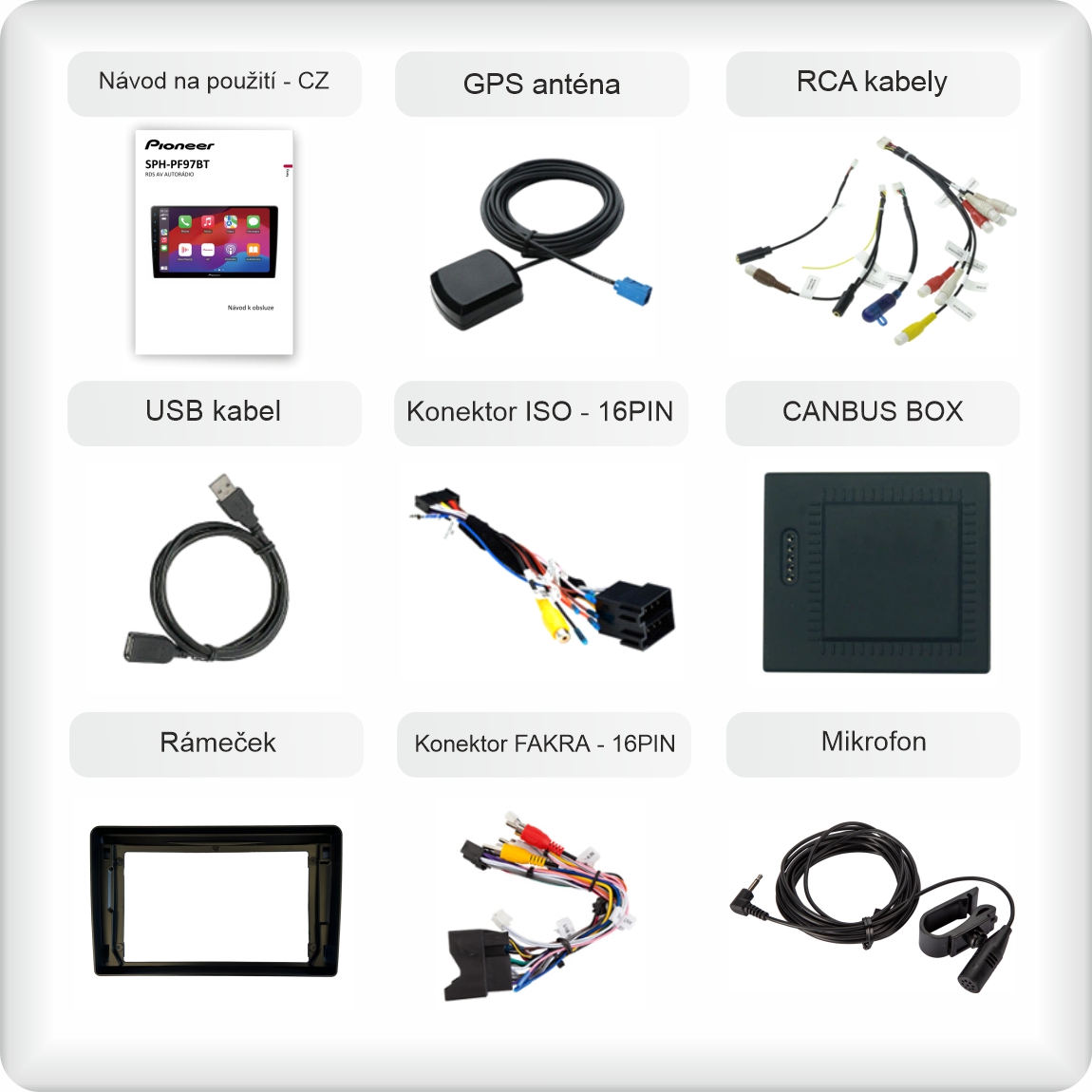 CZ PŘÍSLUŠENSTVÍ pro autorádio Pioneer SPH-PF97BT pro ford manual s carplay a androidauto - evtech.cz